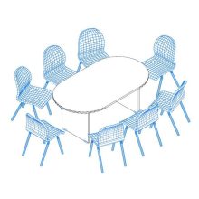 TA-180/100-O  Ovális tárgyalóasztal laplábbal, 180 x 100 cm-es méretben, 6 - 8 fő részére