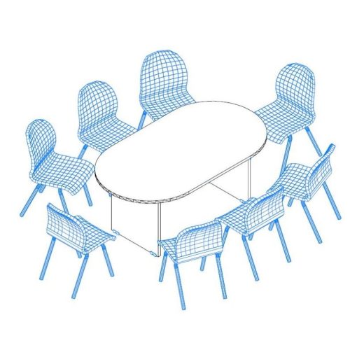 TA-180/100-O  Ovális tárgyalóasztal laplábbal, 180 x 100 cm-es méretben, 6 - 8 fő részére