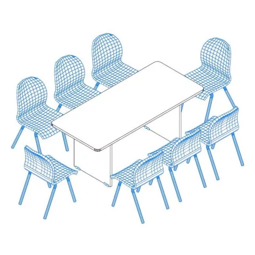 TA-180/80-K Laplábas tárgyalóasztal kerekített sarkokkal, 180 x 80 cm-es méretben