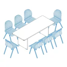 TA-200/100-K  Laplábas tárgyalóasztal kerekített sarkokkal, 200 x 100 cm-es méretben