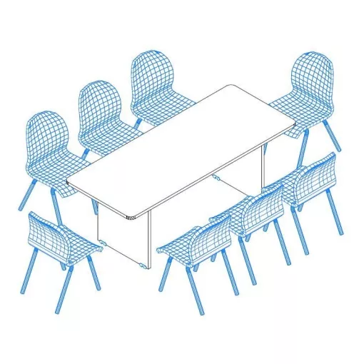 TA-200/100-K  Laplábas tárgyalóasztal kerekített sarkokkal, 200 x 100 cm-es méretben