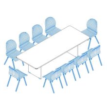 TA-260/100-K   Nagyméretű tárgyalóasztal kerekített sarkokkal laplábas kivitelben