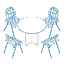 TA-50/360°   Kerek formájó tárgyalóasztal laplábbal, 100 cm-es átmérővel 